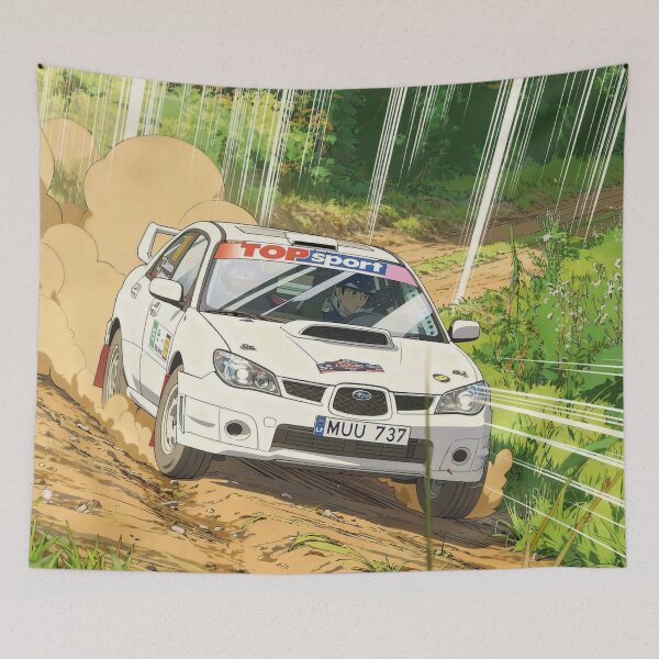 Item preview, Subaru Impreza Rally Car on gravel anime style designed and sold by Rally-Anime.