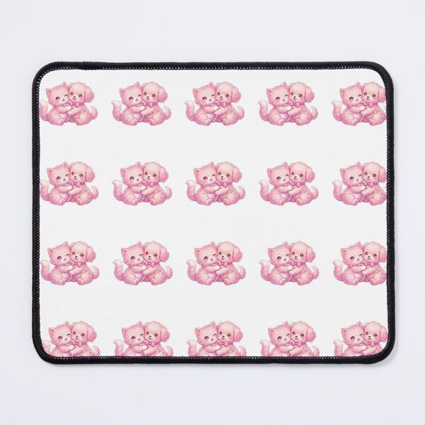 Item preview, Cute kawaii cat and dog pink designed and sold by CuteCuteCutePets.