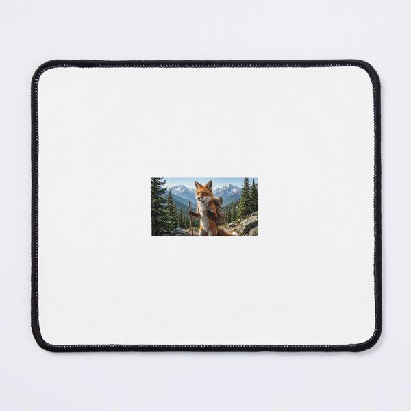 Item preview, Realistic Hiking Fox With Backpack in Mountain Landscape designed and sold by Csstoree.