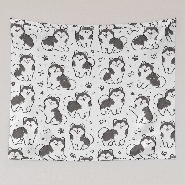 Item preview, Kawaii Alaskan Malamute Pattern – Cute Fluffy Dog Design designed and sold by blankTeeShirt.