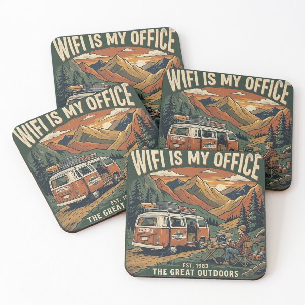Item preview, WiFi Is My Office Retro Camper Van Mountain T-Shirt Design designed and sold by urbinet.