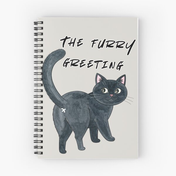 Item preview, Fluffy greetings, black cat designed and sold by LiskoDesign.