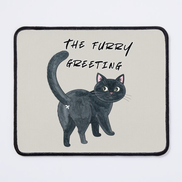 Item preview, Fluffy greetings, black cat designed and sold by LiskoDesign.