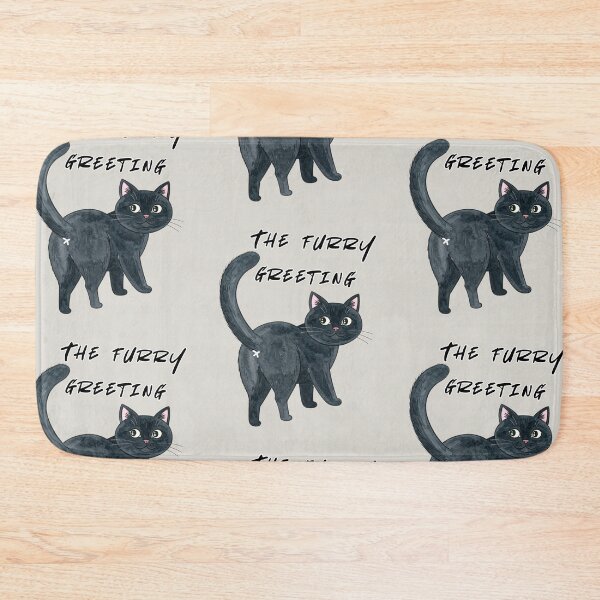 Item preview, Fluffy greetings, black cat designed and sold by LiskoDesign.