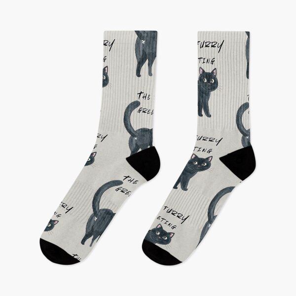 Item preview, Fluffy greetings, black cat designed and sold by LiskoDesign.