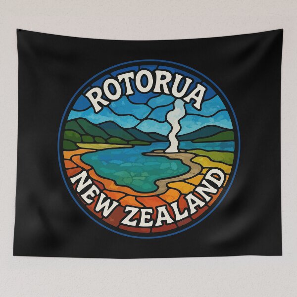 Item preview, Rotorua New Zealand Stained Glass Art Travel designed and sold by TomFrontierArt.