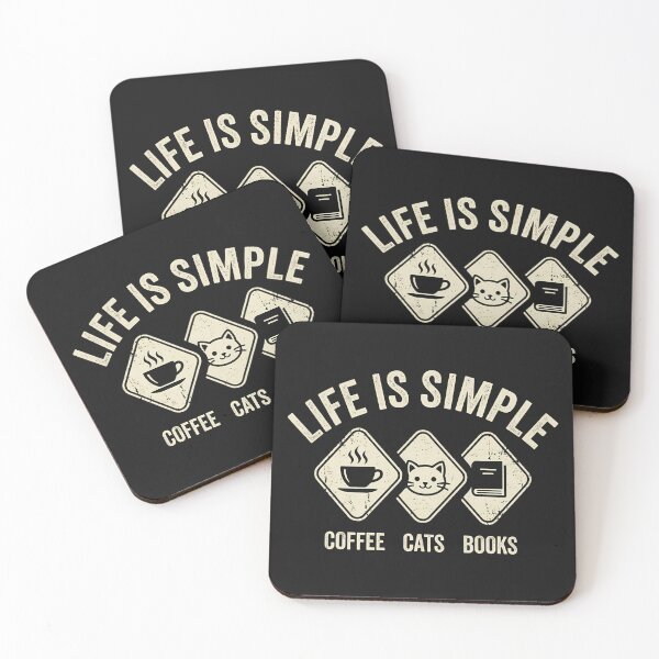 Item preview, Life is Simple: Coffee, Cats & Books - Vintage Cat Lover Aesthetic designed and sold by LV-creator.