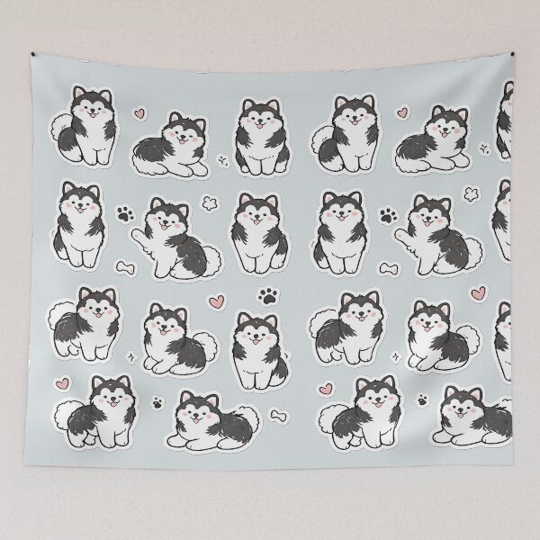 Item preview, Kawaii Alaskan Malamute Sticker Pack – Cute Fluffy Puppy Collection designed and sold by blankTeeShirt.