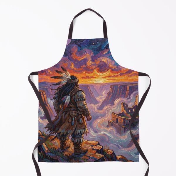 Item preview, Lone Shaman on a windswept cliff overlooking a mystic canyon at dusk designed and sold by FotoworldEdel.
