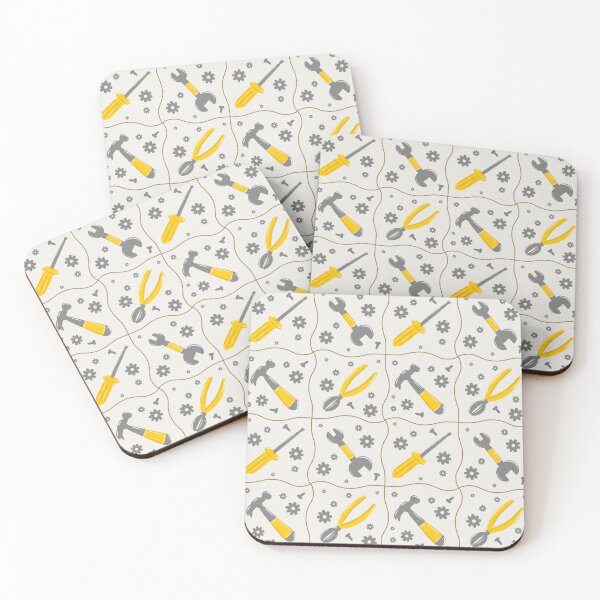 Item preview, Off white builder tools toolbox construction repeat seamless pattern designed and sold by ButterflyKissCollab.