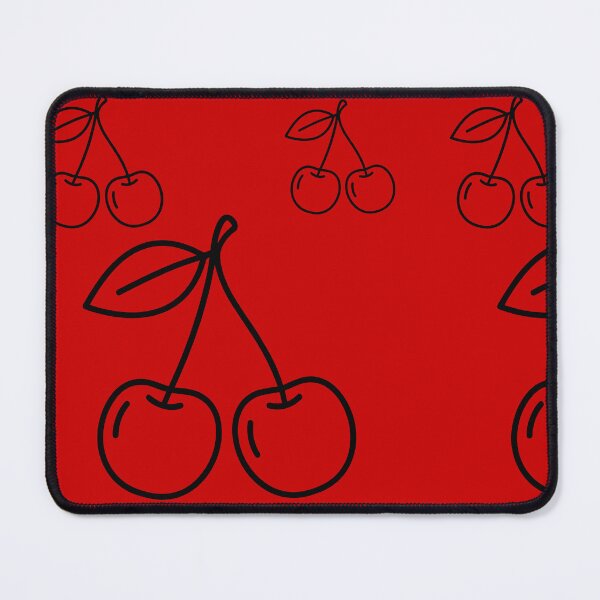 Item preview, Red Cherry Line Art Pattern on Red Background designed and sold by meri3465.