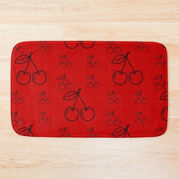 Item preview, Red Cherry Line Art Pattern on Red Background designed and sold by meri3465.