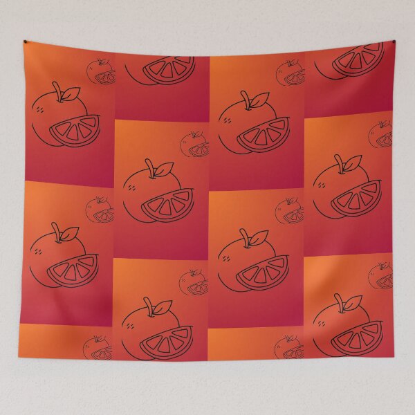 Item preview, Orange Line Art on Red Gradient Background designed and sold by meri3465.