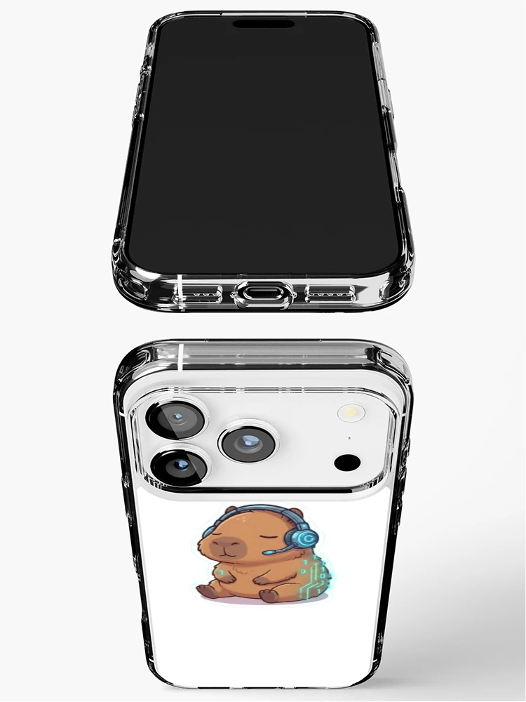 Thumbnail 3 of 5, iPhone Case, Cute Programmer Capybara Coding In Zen Mode Sticker designed and sold by CapyVerses.