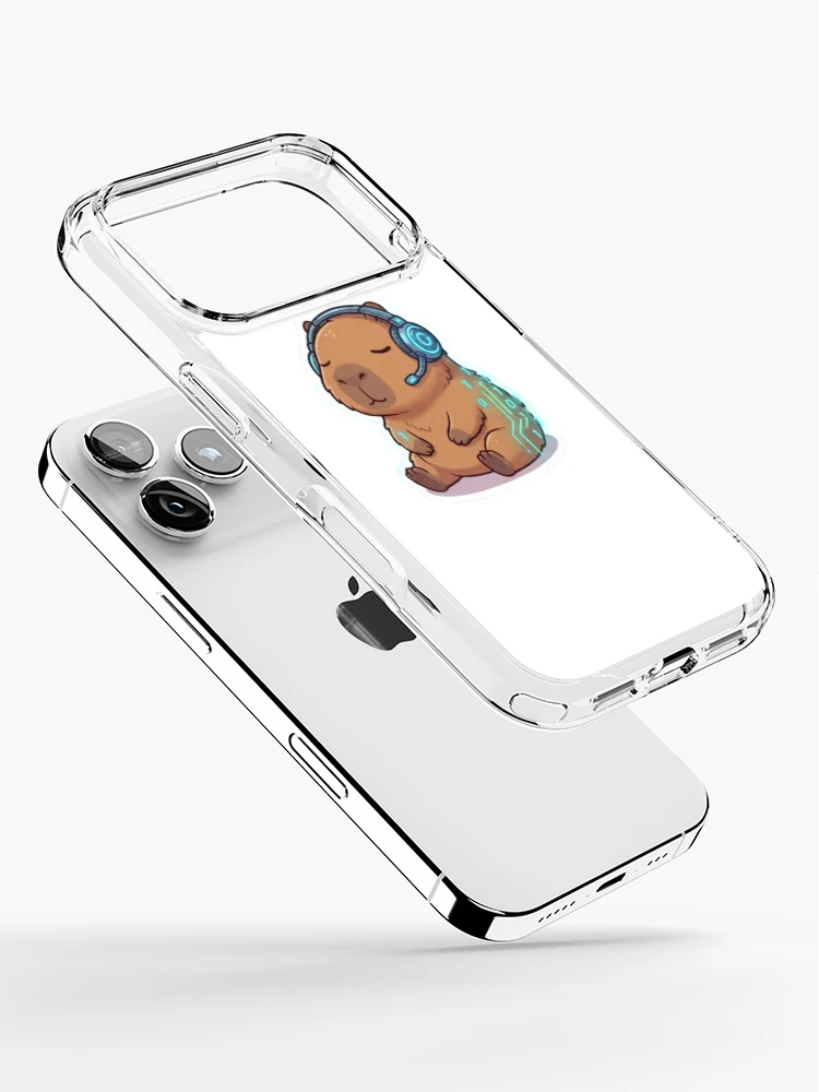 Thumbnail 2 of 5, iPhone Case, Cute Programmer Capybara Coding In Zen Mode Sticker designed and sold by CapyVerses.