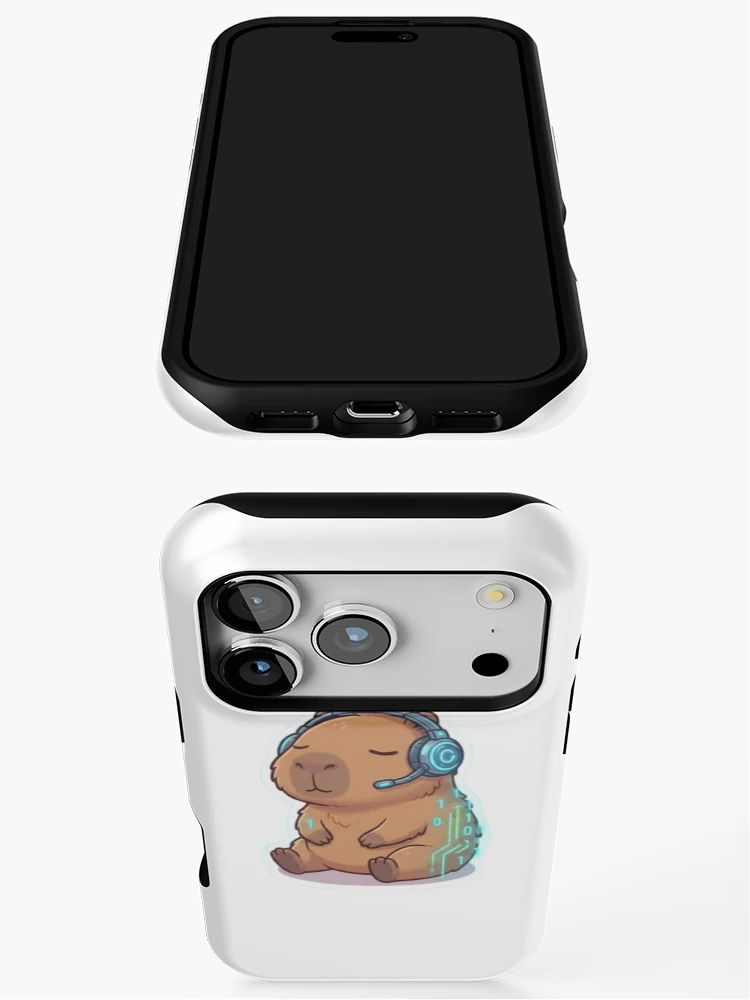 Thumbnail 3 of 4, iPhone Case, Cute Programmer Capybara Coding In Zen Mode Sticker designed and sold by CapyVerses.