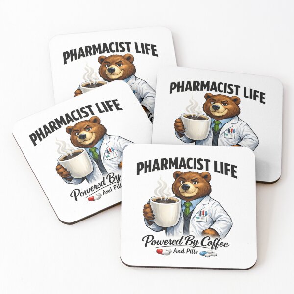 Item preview, Bear Pharmacist Life Coffee Powered By Coffee And Pills Cute Pharmacist Coffee Lover Gift designed and sold by ClinicalHubs.