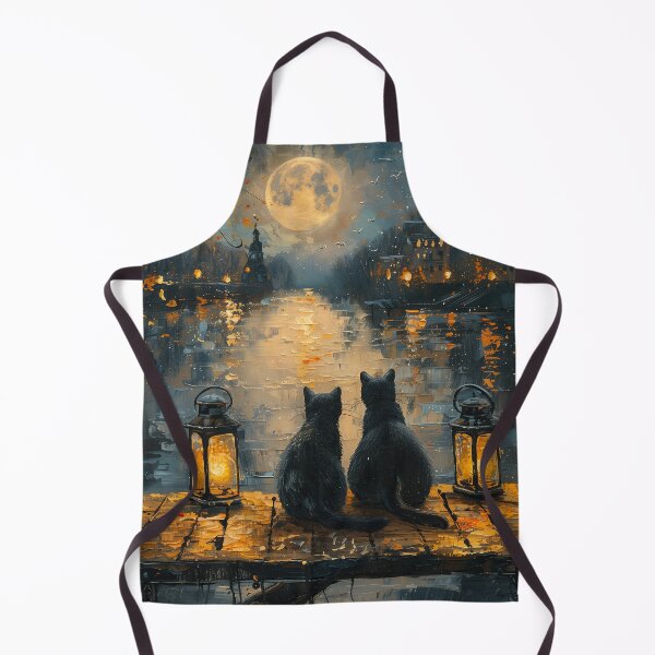 Item preview, Black Cats Romantic Moonlight Night Oil Painting designed and sold by Erika Kaisersot.