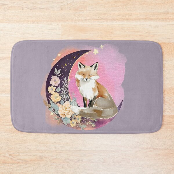 Item preview, Dreamy Fox on Crescent Moon Watercolour Floral Illustration designed and sold by ChasingRabbit05.