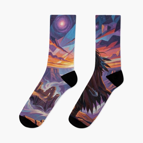 Item preview, Shaman at dusk overlooking glowing canyon ruins in swirling mystical twilight designed and sold by FotoworldEdel.
