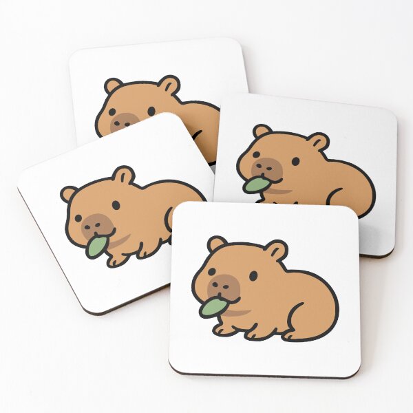 Item preview, Hungry Capybara Eating Leaf Sticker - Cute Herbivore Illustration designed and sold by Phillips0s.