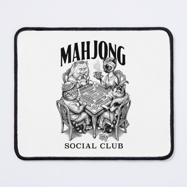Item preview, Mahjong Cats Social Club Funny Vintage Cat Tiles Player designed and sold by GrandeDuc.