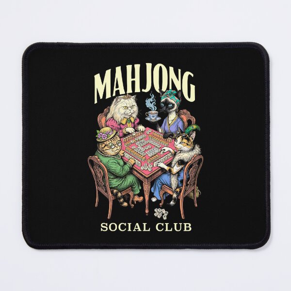 Item preview, Mahjong Cats Social Club Funny Vintage Cat Tiles Player designed and sold by GrandeDuc.