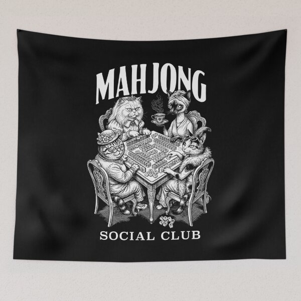 Item preview, Mahjong Cats Social Club Funny Vintage Cat Tiles Player designed and sold by GrandeDuc.