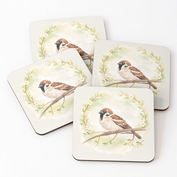 Item preview, Watercolor Sparrow in Floral Frame designed and sold by blankTeeShirt.
