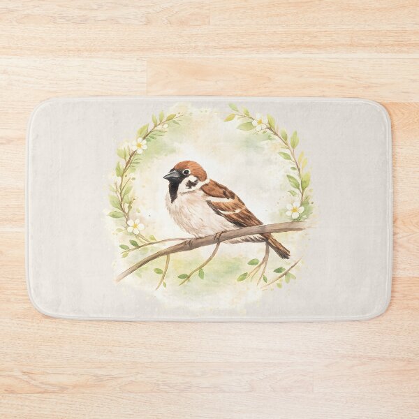 Item preview, Watercolor Sparrow in Floral Frame designed and sold by blankTeeShirt.