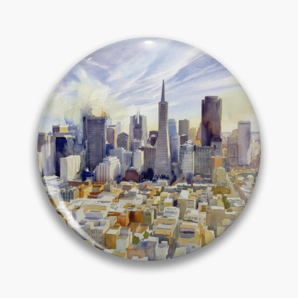 Item preview, San Francisco Aerial Skyline Watercolor designed and sold by caracatita75.