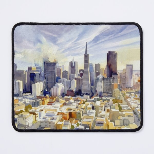 Item preview, San Francisco Aerial Skyline Watercolor designed and sold by caracatita75.