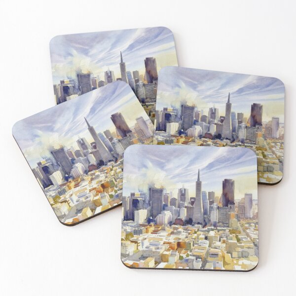 Item preview, San Francisco Aerial Skyline Watercolor designed and sold by caracatita75.