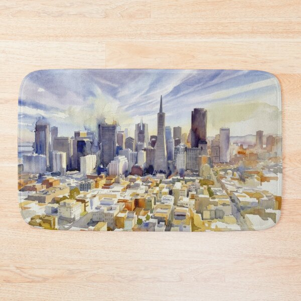 Item preview, San Francisco Aerial Skyline Watercolor designed and sold by caracatita75.