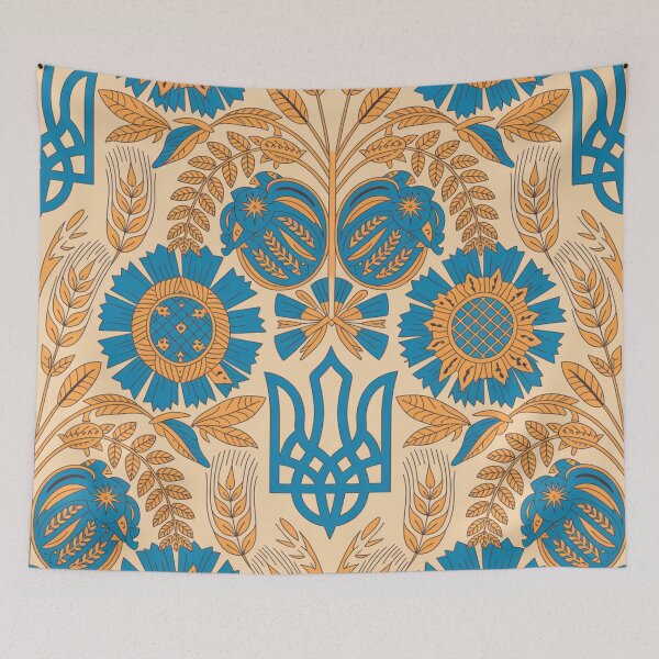 Item preview, Ukrainian Folk Art Seamless Pattern – Sunflowers & Tryzub designed and sold by Midnight Veil Designs.