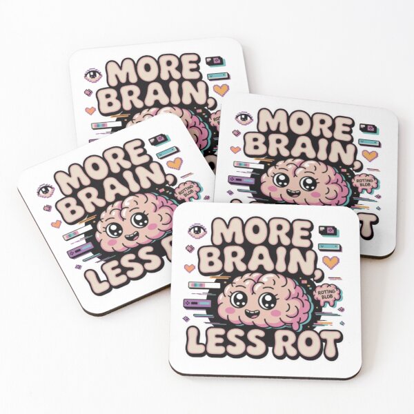Item preview, More Brain Less Rot Cute Kawaii Brain T-Shirt – Funny Tech Humor Design for Students, Gamers & Nerd Gift Buyers designed and sold by GemBob Creations.