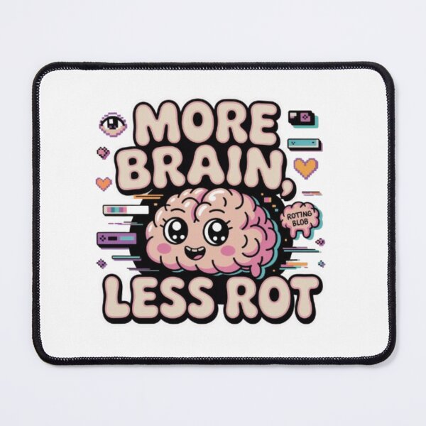 Item preview, More Brain Less Rot Cute Kawaii Brain T-Shirt – Funny Tech Humor Design for Students, Gamers & Nerd Gift Buyers designed and sold by GemBob Creations.