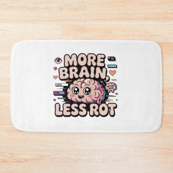 Item preview, More Brain Less Rot Cute Kawaii Brain T-Shirt – Funny Tech Humor Design for Students, Gamers & Nerd Gift Buyers designed and sold by GemBob Creations.