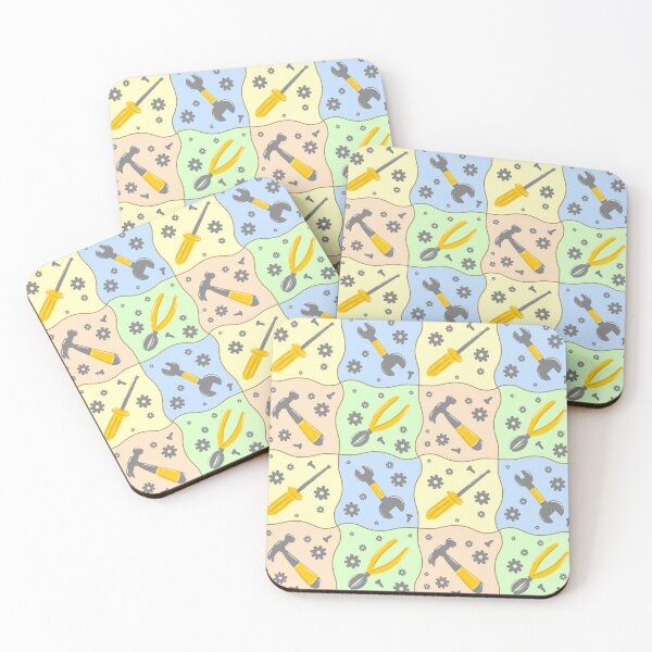 Item preview, Pastel rainbow builder tools toolbox construction repeat seamless pattern designed and sold by ButterflyKissCollab.