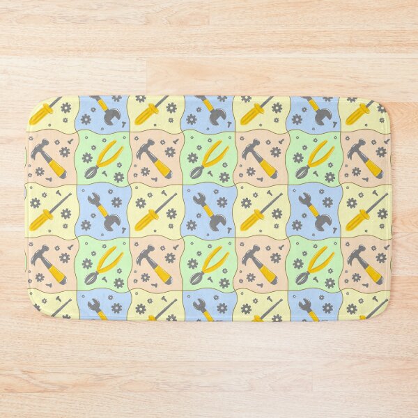 Item preview, Pastel rainbow builder tools toolbox construction repeat seamless pattern designed and sold by ButterflyKissCollab.