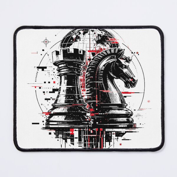 Item preview, Glitch Chess Rook & Knight – Cyberpunk AI Strategy Streetwear Design designed and sold by Allcarin.