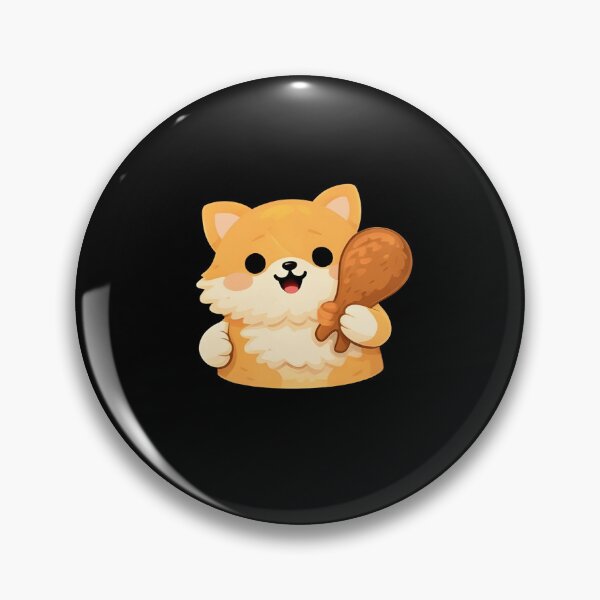 Item preview, Kawaii Shiba Inu Dog Eating Fried Chicken Drumstick - Cute Chibi Puppy designed and sold by Trendora90.