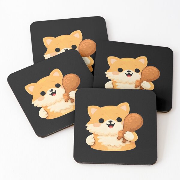 Item preview, Kawaii Shiba Inu Dog Eating Fried Chicken Drumstick - Cute Chibi Puppy designed and sold by Trendora90.