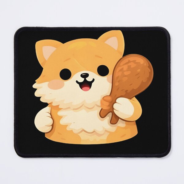 Item preview, Kawaii Shiba Inu Dog Eating Fried Chicken Drumstick - Cute Chibi Puppy designed and sold by Trendora90.