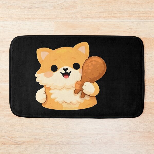 Item preview, Kawaii Shiba Inu Dog Eating Fried Chicken Drumstick - Cute Chibi Puppy designed and sold by Trendora90.