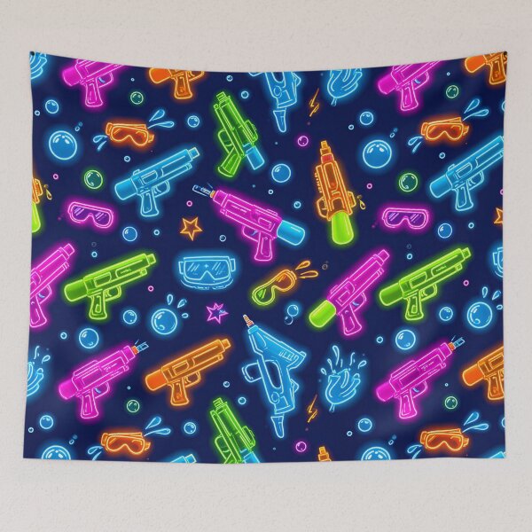 Item preview, Neon Songkran Night Party - Cyberpunk Water Festival Pattern designed and sold by MIXER'07.