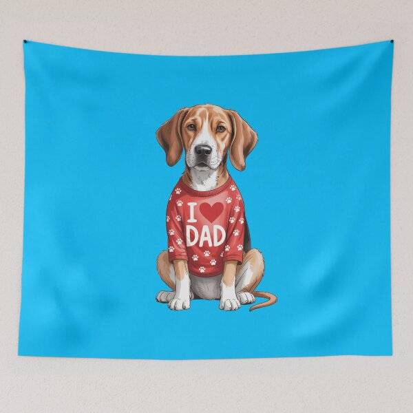 Item preview, Beagle Wearing a red Shirt with paw Prints Text I Love DAD designed and sold by fantasticdesign.
