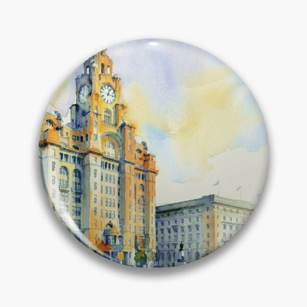 Item preview, The Three Graces Liverpool Pier Head Watercolor designed and sold by caracatita75.