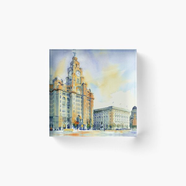 Item preview, The Three Graces Liverpool Pier Head Watercolor designed and sold by caracatita75.
