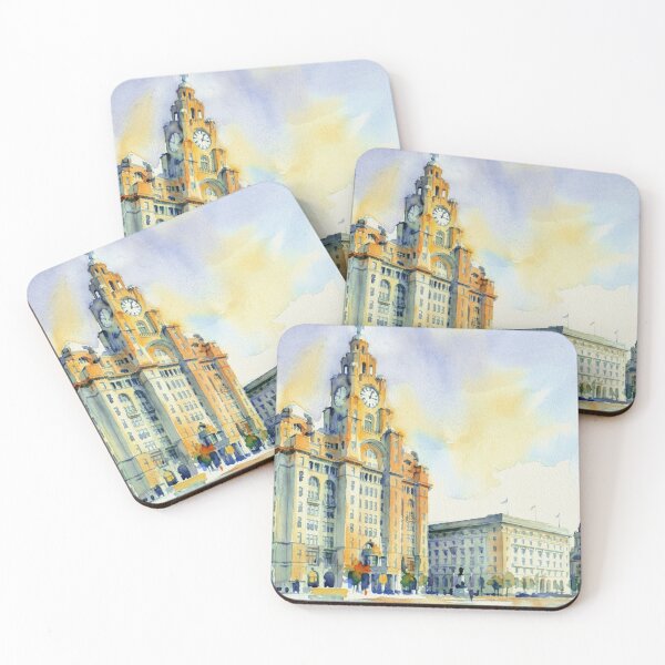 Item preview, The Three Graces Liverpool Pier Head Watercolor designed and sold by caracatita75.
